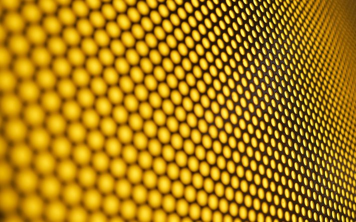 Texture pointill&#233;e 3D, 4k, macro, mod&#232;le de grille, fond pointill&#233; jaune, arri&#232;re-plans de grille, mod&#232;les de grille, arri&#232;re-plans jaunes