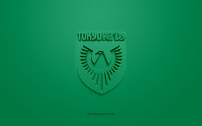 Tokyo Verdy, logo 3D créatif, fond vert, Ligue J2, emblème 3d, Japan Football Club, Tokyo, Japon, art 3d, football, logo 3d Tokyo Verdy