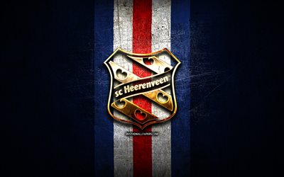 SC Heerenveen, altın logo, BeNe Ligi, mavi metal arka plan, Hollanda hokey takımı, SC Heerenveen logosu, hokey