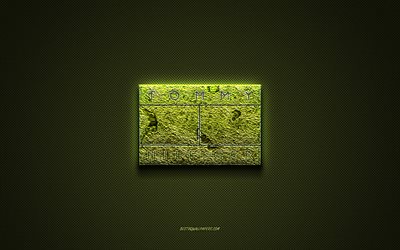 トミー ヒルフィガー, 緑の創造的なロゴ, 花のアートのロゴ, トミーヒルフィガーエンブレム, 緑の炭素繊維の質感, クリエイティブアート
