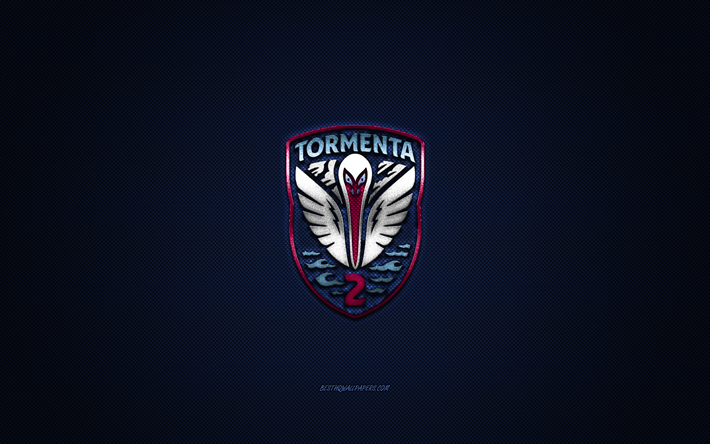 Tormenta FC 2, American soccer club, blue logo, blue carbon fiber background, USL League One, soccer, Georgia, USA, Tormenta FC 2 logo