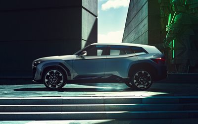 2021, BMW XM Concept, 4k, vista laterale, esterno, Plug-in Hybrid, SUV di lusso, nuovo argento XM Concept, auto tedesche, BMW