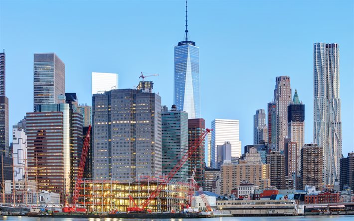 Nueva York, los rascacielos, los estados UNIDOS, World Trade Center 1, Manhattan
