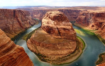 Horseshoe Bend, canyon, klippan, river, Colorado, USA, Arizona, Glen Canyon