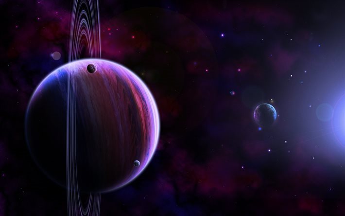 planets, galaxy, saturn, nebula, sci-fi