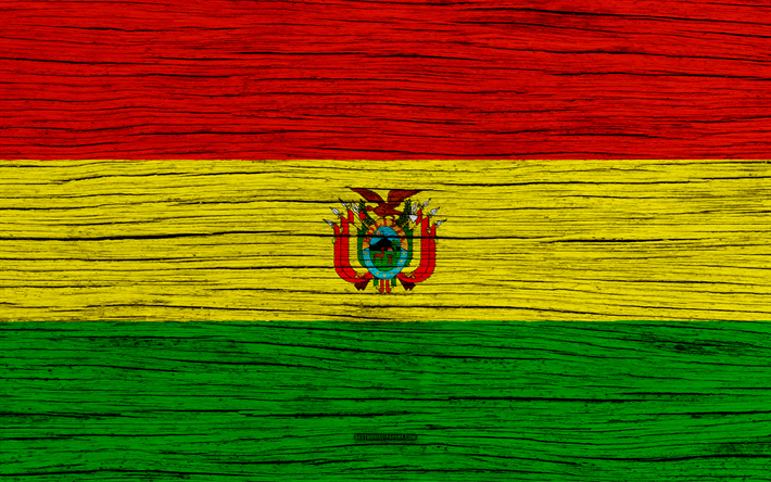 Flag of Bolivia, 4k, South America, wooden texture, Bolivian flag, national symbols, Bolivia flag, art, Bolivia