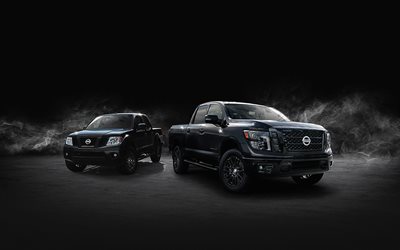 Nissan Titan, 2018, 4k, negro Suv, Nissan Frontier, Edici&#243;n nocturna, tuning, coches japoneses, Nissan