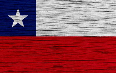 Şili bayrağı, 4k, G&#252;ney Amerika, ahşap doku, ulusal semboller, sanat, Şili