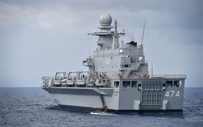 Kalaat Beni Abbes, L-474, muelle de transporte anfibio, buque de guerra, 4k, LPD, Nacional Argelino de la Marina, San Giorgio clase