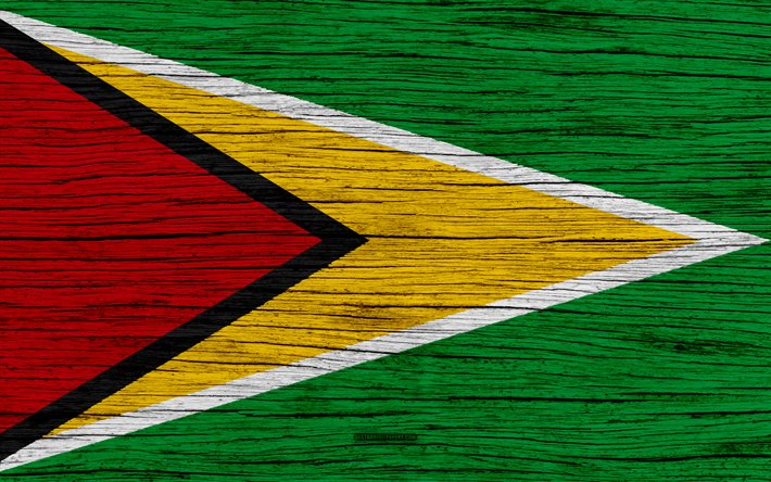 Guyanan lippu, 4k, Etel&#228;-Amerikassa, puinen rakenne, Gayang lippu, kansalliset symbolit, art, Guyana