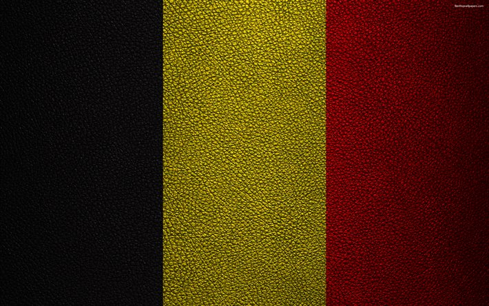 Drapeau de la Belgique, du 4k, du cuir &#224; la texture, drapeau Belge, en Europe, les drapeaux de l&#39;Europe, de la Belgique