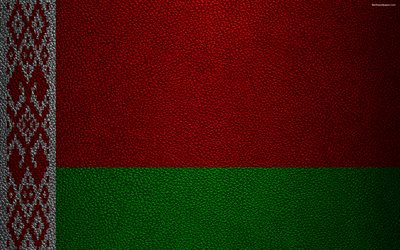 علم روسيا البيضاء, 4k, جلدية الملمس, البيلاروسية العلم, أوروبا, أعلام أوروبا, روسيا البيضاء