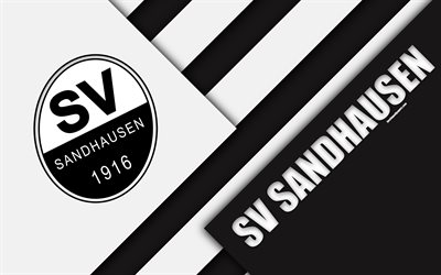 2 SV Sandhausen FC, logo, 4k, Alman Futbol Kul&#252;b&#252;, Materyal Tasarımı, siyah ve beyaz soyutlama, Sandhausen, Almanya, Bundesliga, futbol