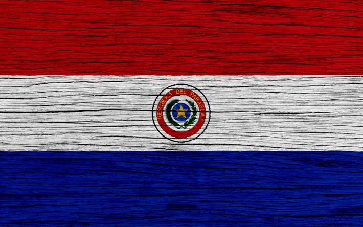Flaggan i Paraguay, 4k, Sydamerika, tr&#228;-struktur, Paraguyanska flagga, nationella symboler, Paraguay flagga, konst, Paraguay