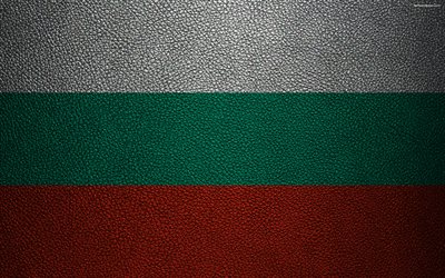 Bandera de Bulgaria, 4k, textura de cuero, b&#250;lgaro bandera, Europa, banderas de Europa, Bulgaria