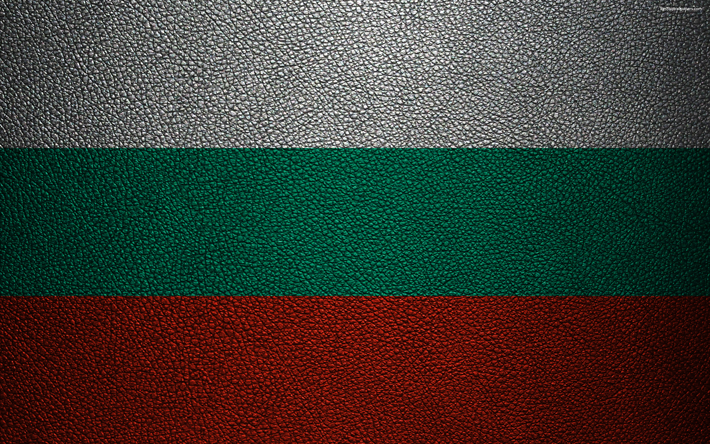 علم بلغاريا, 4k, جلدية الملمس, العلم البلغاري, أوروبا, أعلام أوروبا, بلغاريا