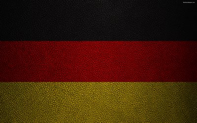 Flag of Germany, 4k, leather texture, German flag, Europe, flags of Europe, Germany