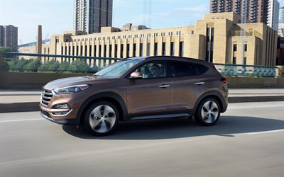 Hyundai Tucsoniin, 2018, 4k, crossover, ruskea Tuscon, uusia autoja, Hyundai