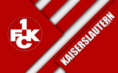 Kaiserslautern FC, logo, 4k, Alman Futbol Kul&#252;b&#252;, Materyal Tasarımı, 2 kırmızı beyaz soyutlama, Kaiserslautern, Almanya, Bundesliga, futbol