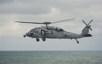 Sikorsky SH-60 Seahawk, Da Marinha dos EUA, 4K, NOS helic&#243;ptero militar, EUA, mar