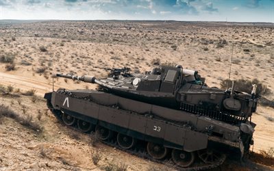 MERKAVA Мк4, Israeli main battle tank, army, Negev Desert, Middle East, Israel