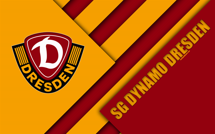 SG Dynamo Dresden, logotyp, 4k, Tysk fotboll club, material och design, gul r&#246;d abstraktion, Dresden, Tyskland, Bundesliga 2, fotboll