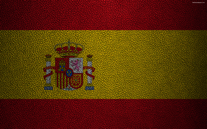 Spansk flagg, 4k, l&#228;der konsistens, Spanska flaggan, Europa, flaggor i Europa, Spanien