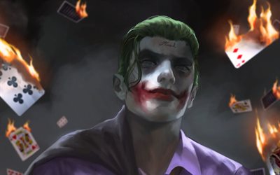 Joker, arte, supervil&#227;o, fogo, DC Comics