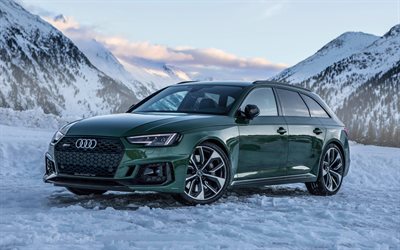 Audi RS4, 2018, Auditography, green RS4, sports station wagon, tuning RS4, German cars, Audi