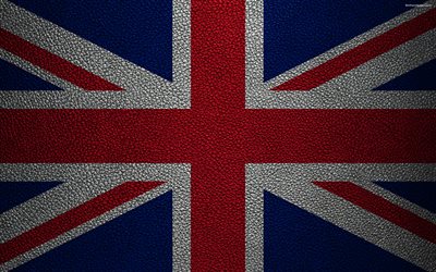 Flag of Great Britain, 4к, leather texture, British flag, Europe, flags of Europe, Great Britain
