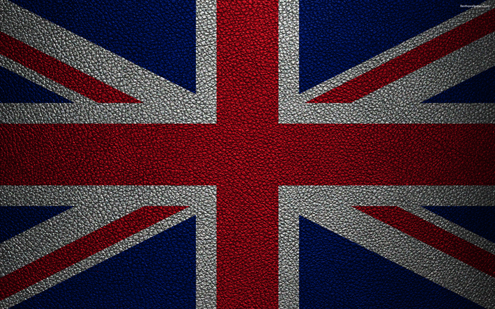 旗のイギリス, 4K, 革の質感, イギリス旗, 欧州, 旗欧州, イギリス