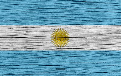 Flag of Argentina, 4k, South America, wooden texture, Argentine flag, national symbols, Argentina flag, art, Argentina