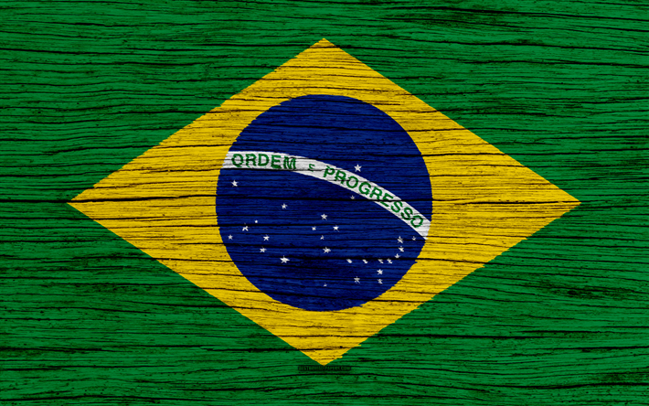 علم البرازيل, 4k, أمريكا الجنوبية, نسيج خشبي, العلم البرازيلي, الرموز الوطنية, الفن, البرازيل