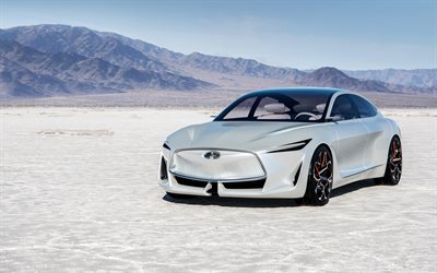 Infiniti Q Inspiration, Concept, 2018, front view, luxury silver sedan, Japanese cars, Infiniti