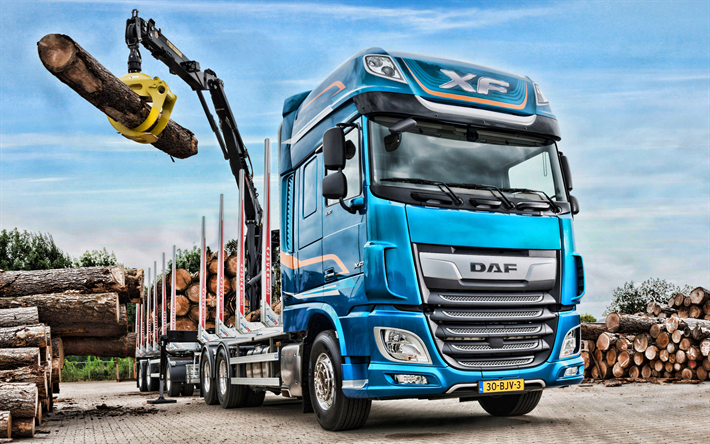 DAF XF 530, HDR, CAMION, 2019 trucks, timber carrier, 2019 DAF XF, new XF, des camions, des DAF