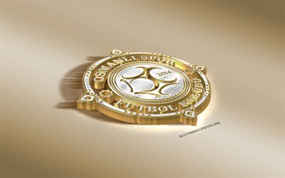 Osmanlispor, Turkish football club, golden silver logo, Ankara, Turkey, TFF First League, PTT 1 Lig, 3d golden emblem, creative 3d art, football