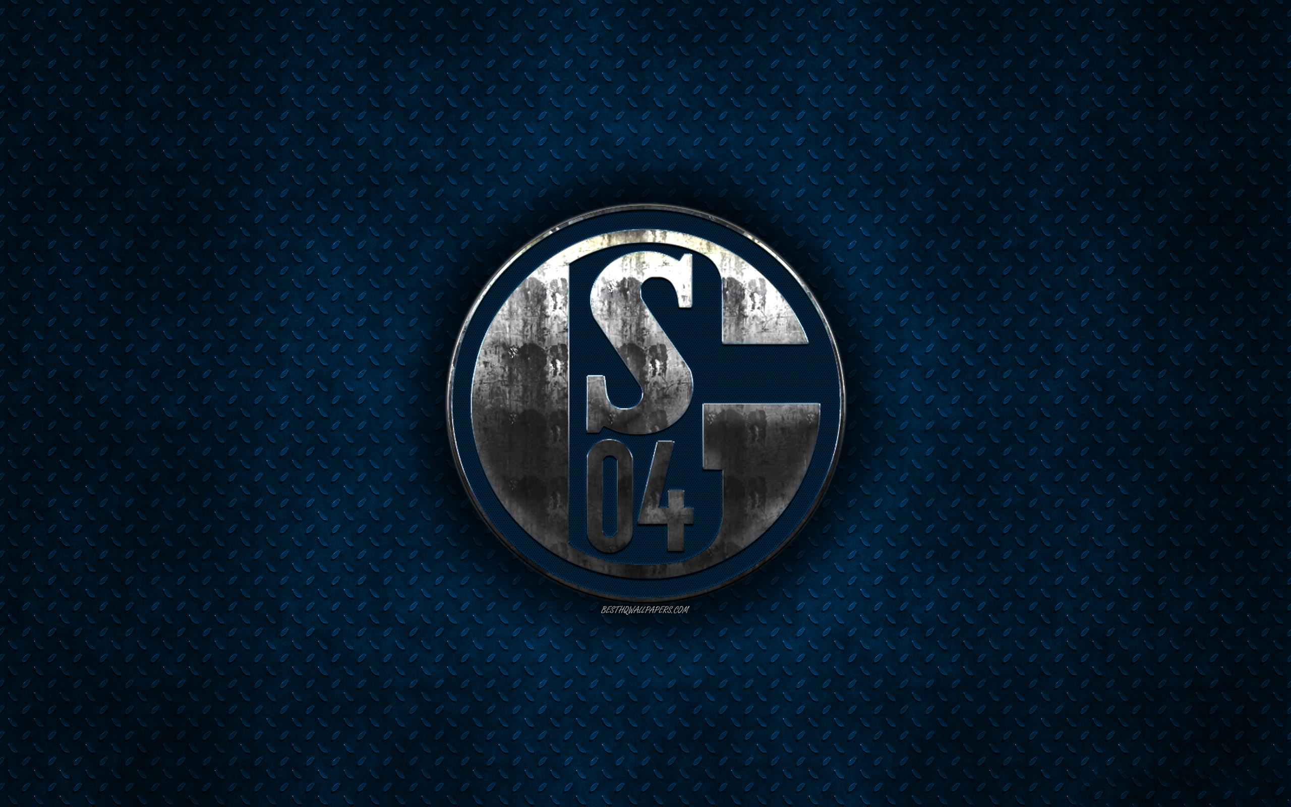 Download wallpapers FC Schalke 04, German football club, blue metal ...