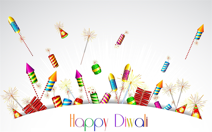 Happy Diwali, 4k, fireworks, festival of lights, Dipavali, Deepavali, Indian holiday, Hindu, Diwali