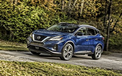 Nissan Murano, HDR, blue crossover, 2019 cars, motion blur, blue Murano, japanese cars, 2019 Nissan Murano, Nissan