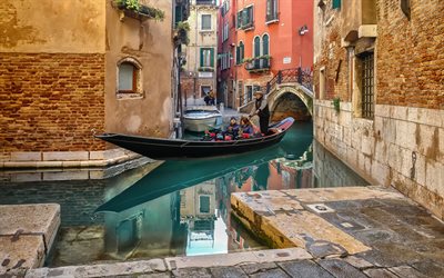 Venezia, battello, canale, citt&#224; romantica, Italia, laguna di venezia