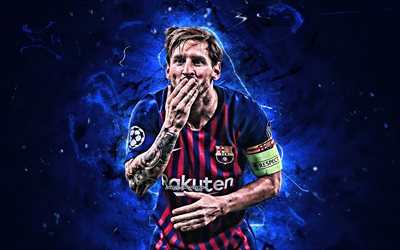 Leo Messi, air kiss, FCB, Barcelona FC, argentinian footballers, goal, La Liga, Lionel Messi, football stars, Messi, neon lights, LaLiga, Barca, soccer, Spain