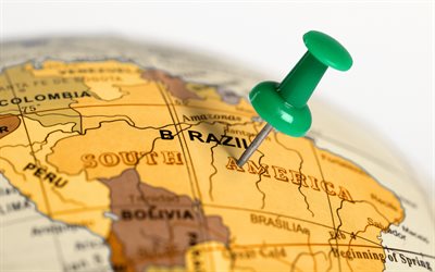 Travel to Brazil, South America, tourism, travel concepts, Brazil map, globe