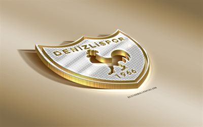 Denizlispor, Turkish football club, golden silver logo, Denizli, Turkey, TFF First League, PTT 1 Lig, 3d golden emblem, creative 3d art, football