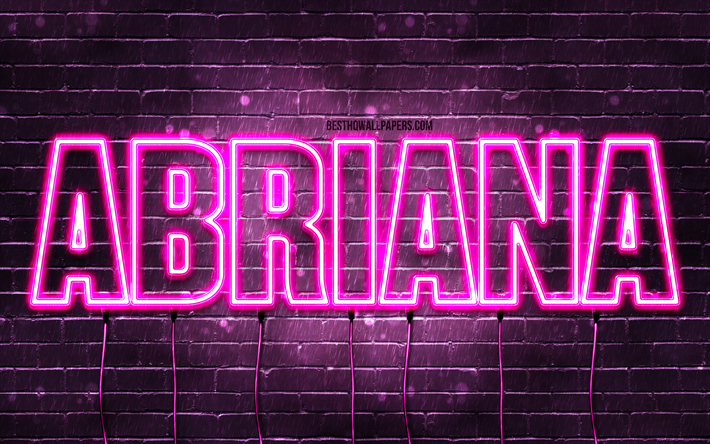 Abriana, 4k, wallpapers with names, female names, Abriana name, purple neon lights, Abriana Birthday, Happy Birthday Abriana, popular italian female names, picture with Abriana name