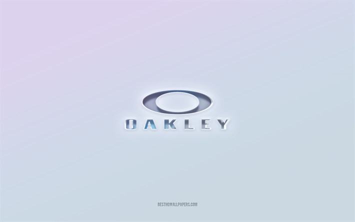 Oakley logo, leikattu 3d teksti, valkoinen tausta, Oakley 3d logo, Oakley tunnus, Oakley, kohokuvioitu logo, Oakley 3d tunnus
