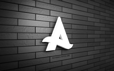 Logotipo Afrojack 3D, 4K, Nick van de Wall, tijolo cinza, criativo, estrelas da m&#250;sica, logotipo Afrojack, DJs holandeses, arte 3D, Afrojack