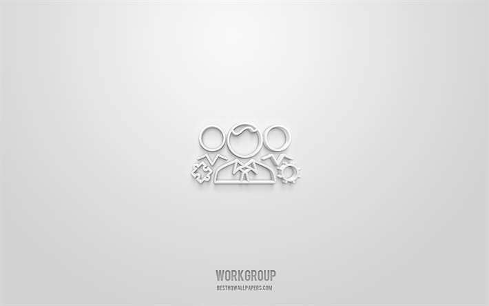 Icona 3d di WorkGroup, sfondo bianco, simboli 3d, WorkGroup, icone aziendali, icone 3d, segno WorkGroup, icone WorkGroup 3d