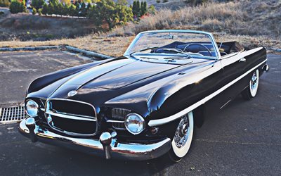 dodge firebomb prototyp, retro-autos, 1953 autos, hdr, schwarzes cabriolet, 1953 dodge firebomb, amerikanische autos, dodge
