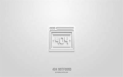 404 Hittades inte 3d-ikon, vit bakgrund, 3d-symboler, 404 hittades inte, webbikoner, 3d-ikoner, 404 hittade inte tecken, 404 hittade inte 3d-ikoner