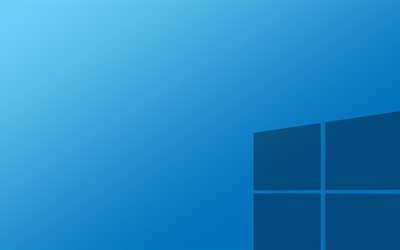 Windows 10, fond bleu, plat, Windows